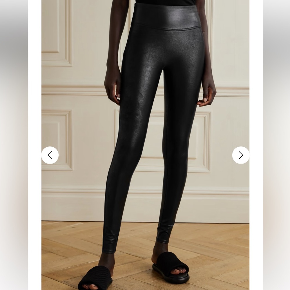 Spanx faux leather high compression leggings small